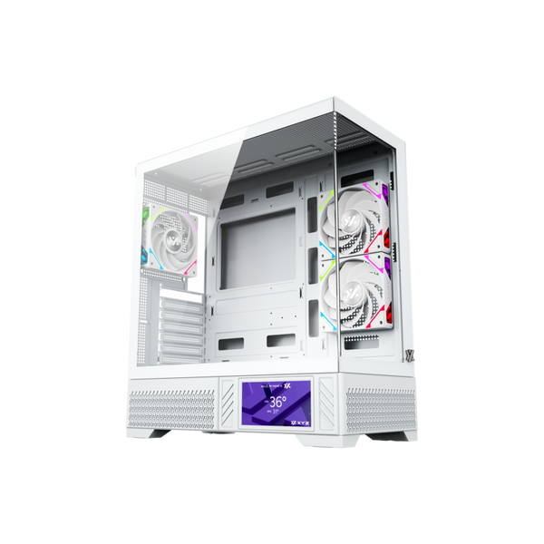 Boîtier PC XYZ Aurorax 100 Pro Blanc vue de trois quarts