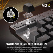 Interrupteur noir Corsair K70 MAX RGB magnétique-mécanique transparent FR