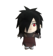 Peluche chibi Sasuke Uchiha 20 cm, cheveux noirs, Sharingan rouge
