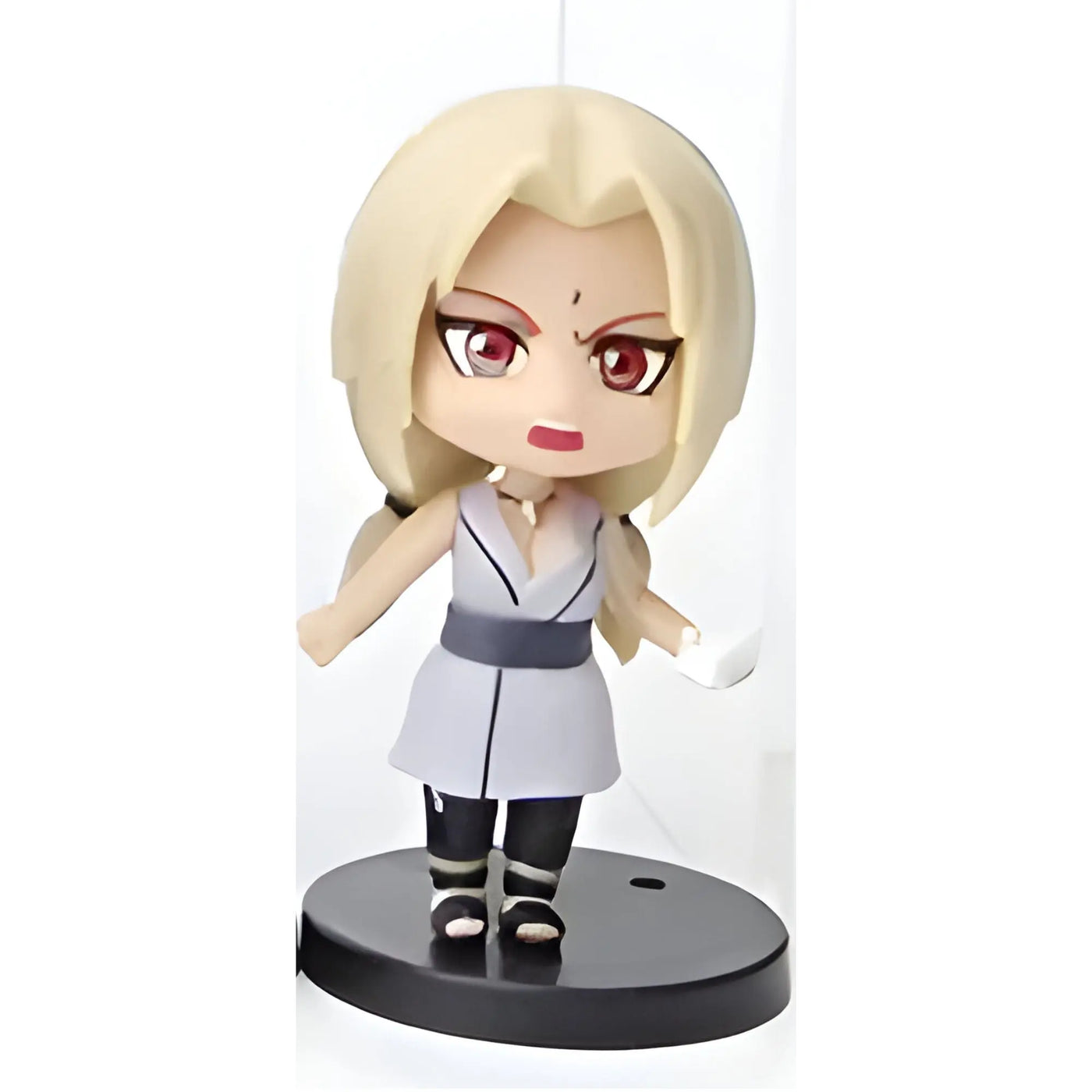 Figurine chibi Tsunade Naruto taille S, blonde aux yeux rouges en robe grise