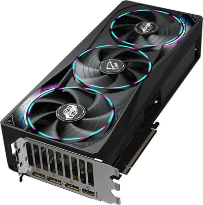 Carte graphique Gigabyte GeForce RTX 5070 AORUS MASTER noire triple-ventilateur RGB design angulaire élégant