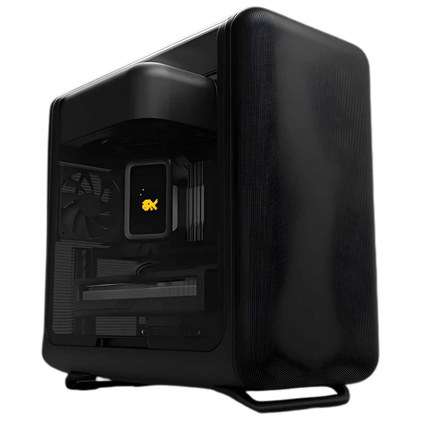 Boîtier PC HYTE X50 Noir mat noir avec panneau transparent et logo poisson jaune illuminé