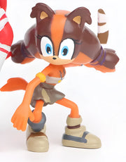 Figurine Sonic Sticks 7 cm : renard raccoon orange marron yeux bleus jupe grise bottes beige
