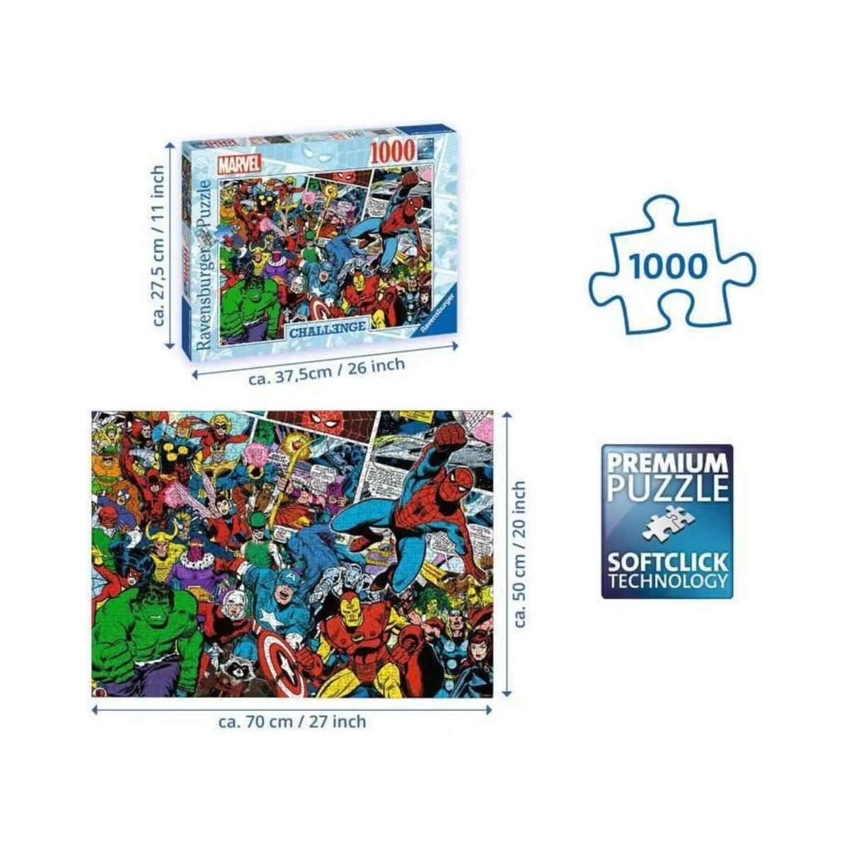 Puzzle Ravensburger – Challenge Marvel (1000 pièces) Pixel 404