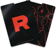 Protecteur de cartes Team Rocket noir Pokémon avec R rouge et Mewtwo orange, Coffret EV10