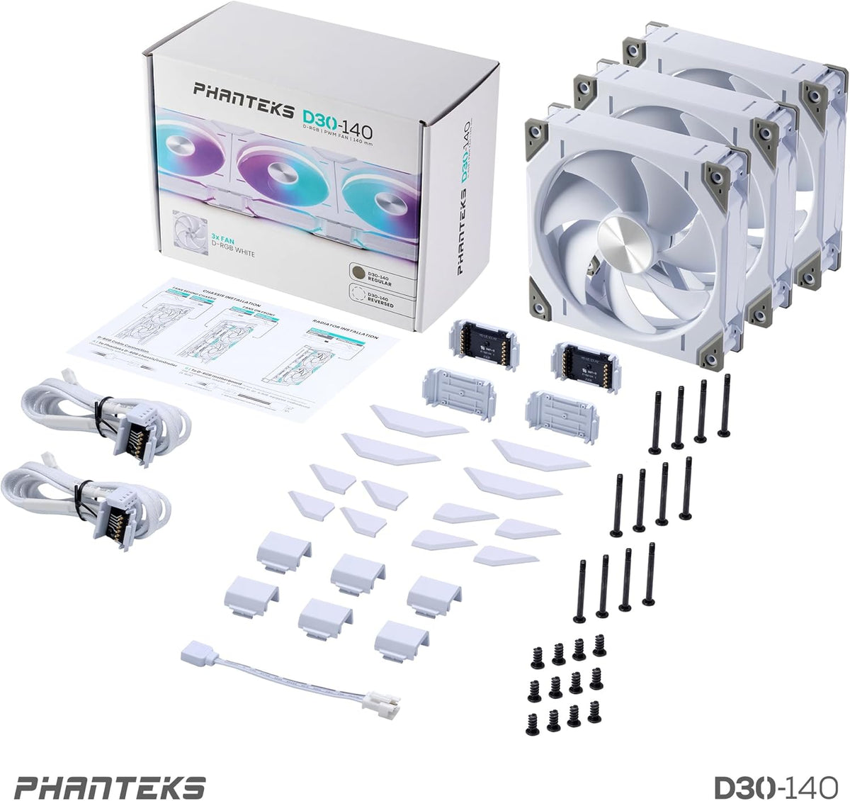 Lot de 3x Phanteks D30 Regular Airflow RGB - 14cm - BLANC image 8