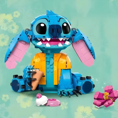 Ensemble Lego Stitch Disney bleu rose avec chemise jaune 730 pièces