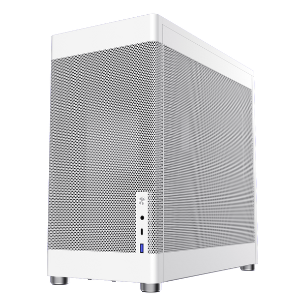 Boîtier PC GameMax MeshBox Pro Blanc vue de trois quarts