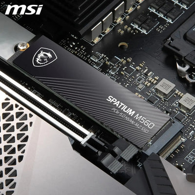 SSD MSI SPATIUM M560 1 To PCIe 5.0 NVMe M.2 noir mat logo dragon blanc