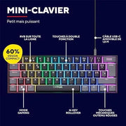 Clavier mécanique 60% Trust Gaming GXT 867 Acira RGB noir compact avec câble USB-C