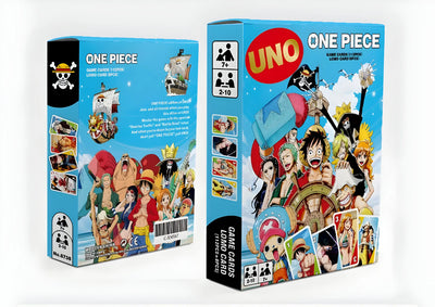 Boîte Uno Édition Spéciale One Piece 02 bleu et blanc avec illustrations vibrantes