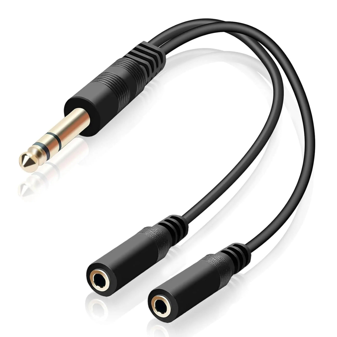 Doubleur Jack 3,5 mm noir avec jack 6,3 mm mâle et 2 femelles