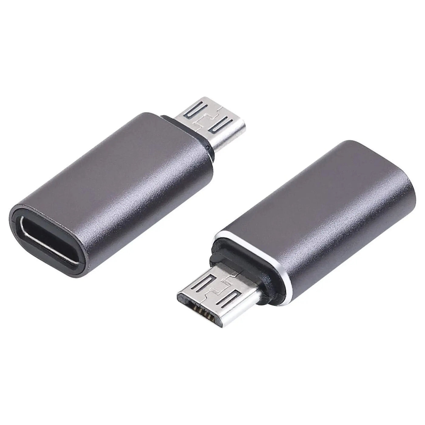Adaptateur micro USB mâle vers USB-C femelle noir mat avec contacts métalliques