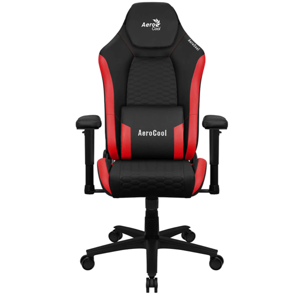 Fauteuil gamer AeroCool Crown noir et rouge, tissu matelassé, base 5 branches