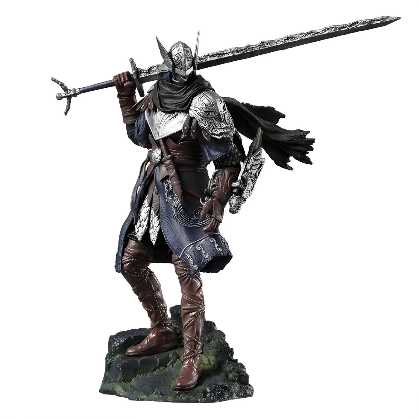 Figurine Elden Ring Wylder 24 cm guerrier argent et noir armuré