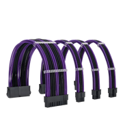 Câbles rallonges mix violet-noir ATX/EPS/PCI-E avec clips argentés