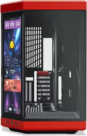 Boîtier PC HYTE Y70 TOUCH INFINITE RED à cadre rouge avec panneau latéral transparent et écran tactile frontal