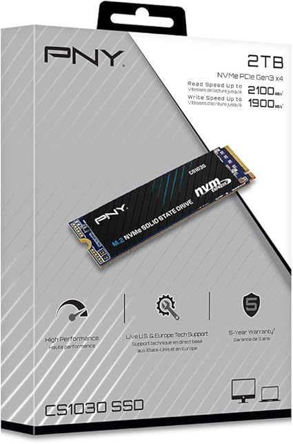 PNY CS1030 2TB M.2 NVMe PCIe Gen3 x4, 2100MB/s Vitesse de Lecture, 1900MB/s image 4