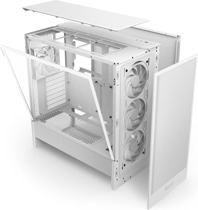 NZXT H5 Flow BLANC, boîtier blanc au design minimaliste et panneaux perforés