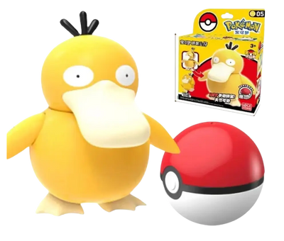 Figurine Pokémon Psyduck jaune en plastique avec Poké Ball