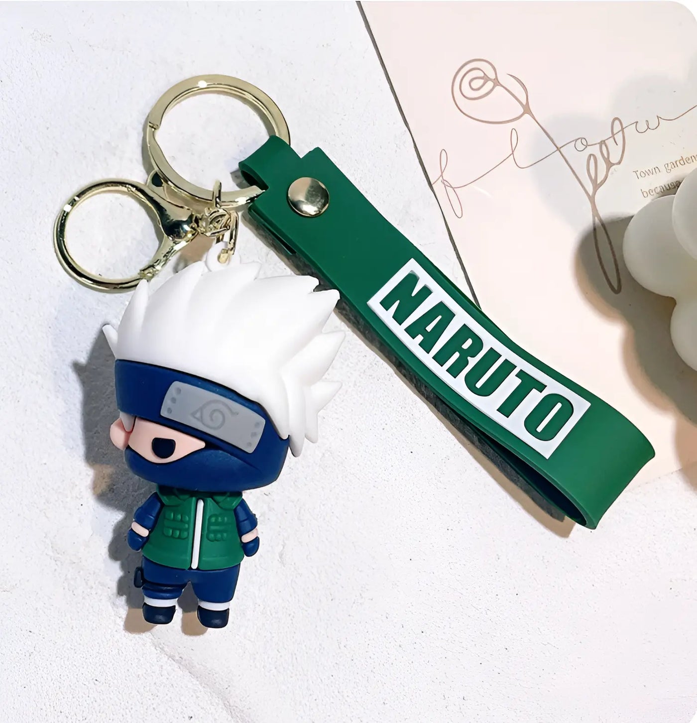 Porte-clés Naruto Kakashi Hatake chibi vert et blanc