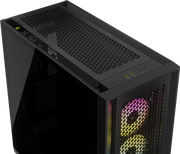 Boîtier PC Corsair iCue 5000D RGB Airflow NOIR à côtés maillés noirs avec ventilateur RGB lumineux visible par le panneau avant