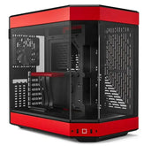 Boîtier PC HYTE Y60 Rouge rouge et noir angulaire avec panneau latéral transparent