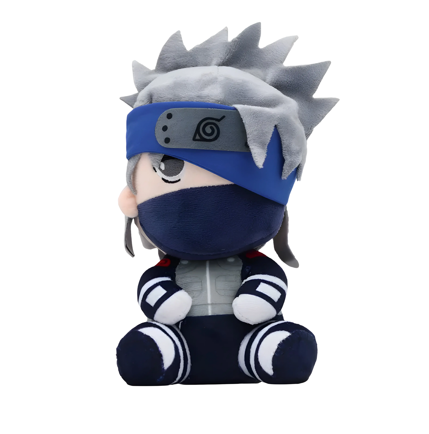 Peluche Naruto Kakashi 20 cm avec cheveux argentés, bandeau bleu et masque navy