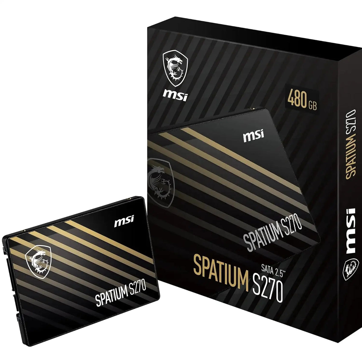Disque SSD MSI SPATIUM S270 480 Go SATA 2.5 pouces noir et or