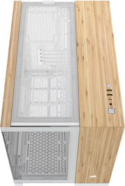 Coque PC Corsair 2500X Blanc/Bamboo avec panneau mesh blanc et USB intégrés