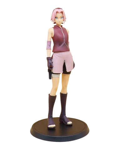 Figurine Naruto Shippûden Sakura Haruno aux cheveux roses et haut bordeaux