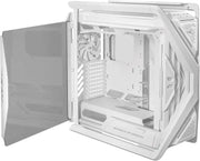 ASUS ROG Hyperion GR701 BLANC, boîtier blanc plastique gaming angulaire avec composants internes visibles