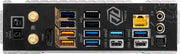 Carte mère ASRock X870E Taichi Lite AM5 noire avec ports audio dorés, USB bleu orange, HDMI et Wi-Fi 5G jaune