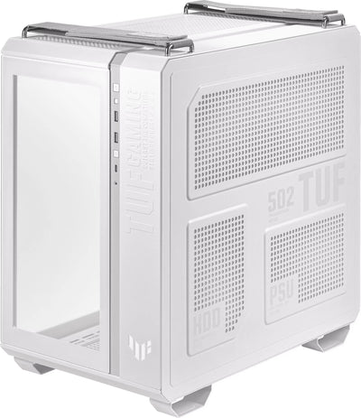 ASUS TUF Gaming GT502 Blanc, boîtier blanc mid-tower RGB à panneaux perforés