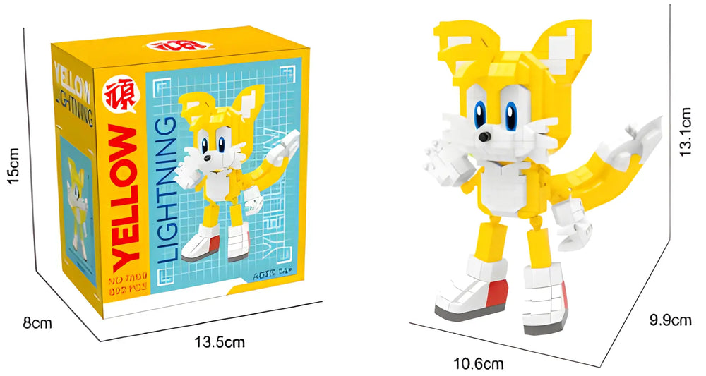 Figure Tails jaune et blanc Sonic en briques assemblées Bricks Sonic -Tails