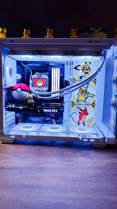 Grille ventilateur PC Pokémon Pikachu 120mm/140mm transparente avec figurines