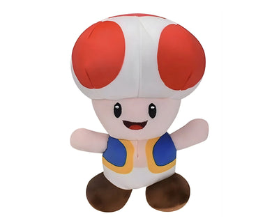 Peluche Toad rouge Super Mario Bros 16 cm corps blanc taches rouges