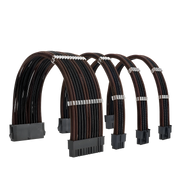 Câbles rallonges mix marron-noir ATX/EPS/PCI-E tressés avec connecteurs argentés
