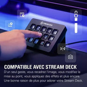 Panneau de contrôle Stream Deck noir Elgato Facecam Pro compact à boutons éclairés