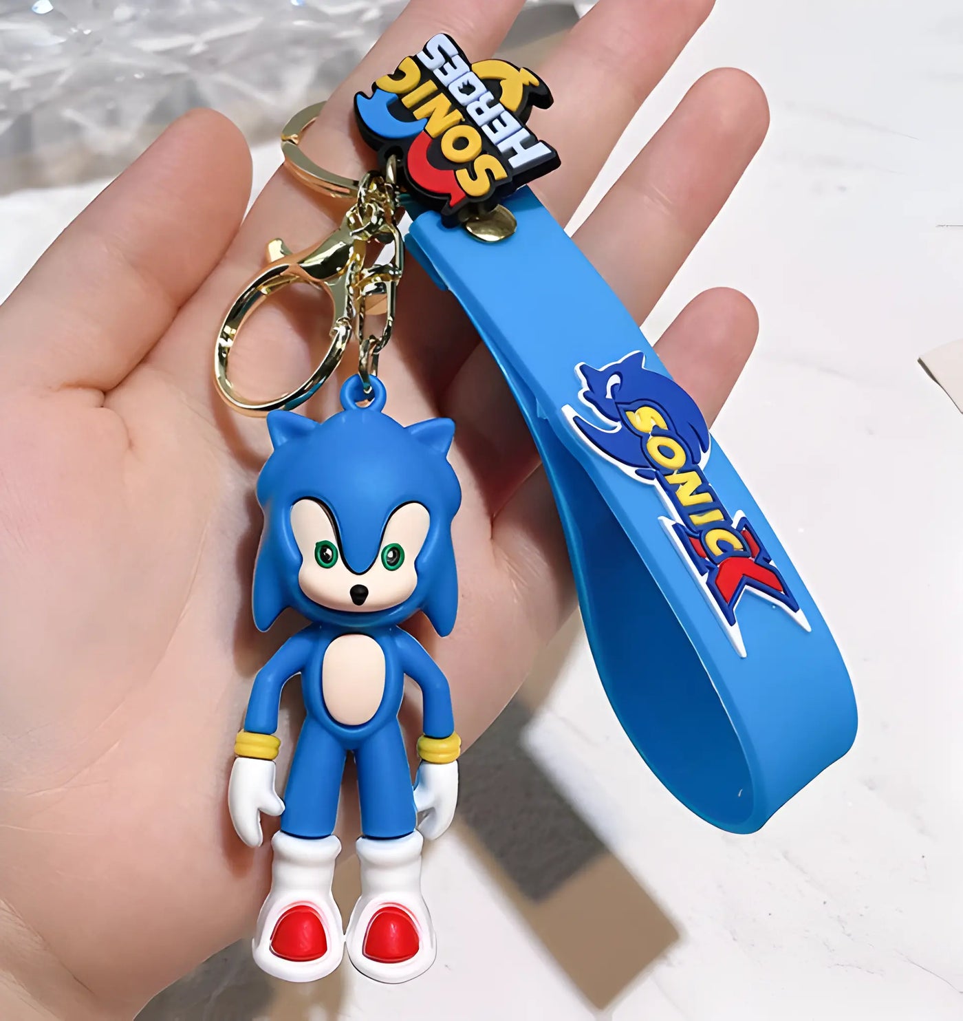 Porte-clés Sonic Hyper Blue Sonic avec bracelet silicone bleu Sonic X