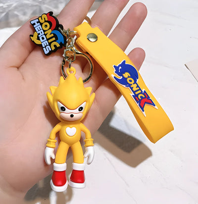 Porte-clés Sonic Super Sonic jaune avec chaussures rouges, gants blancs et sangle Sonic X