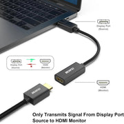 Adaptateur Benfei DisplayPort vers HDMI noir, connecteur plaqué or
