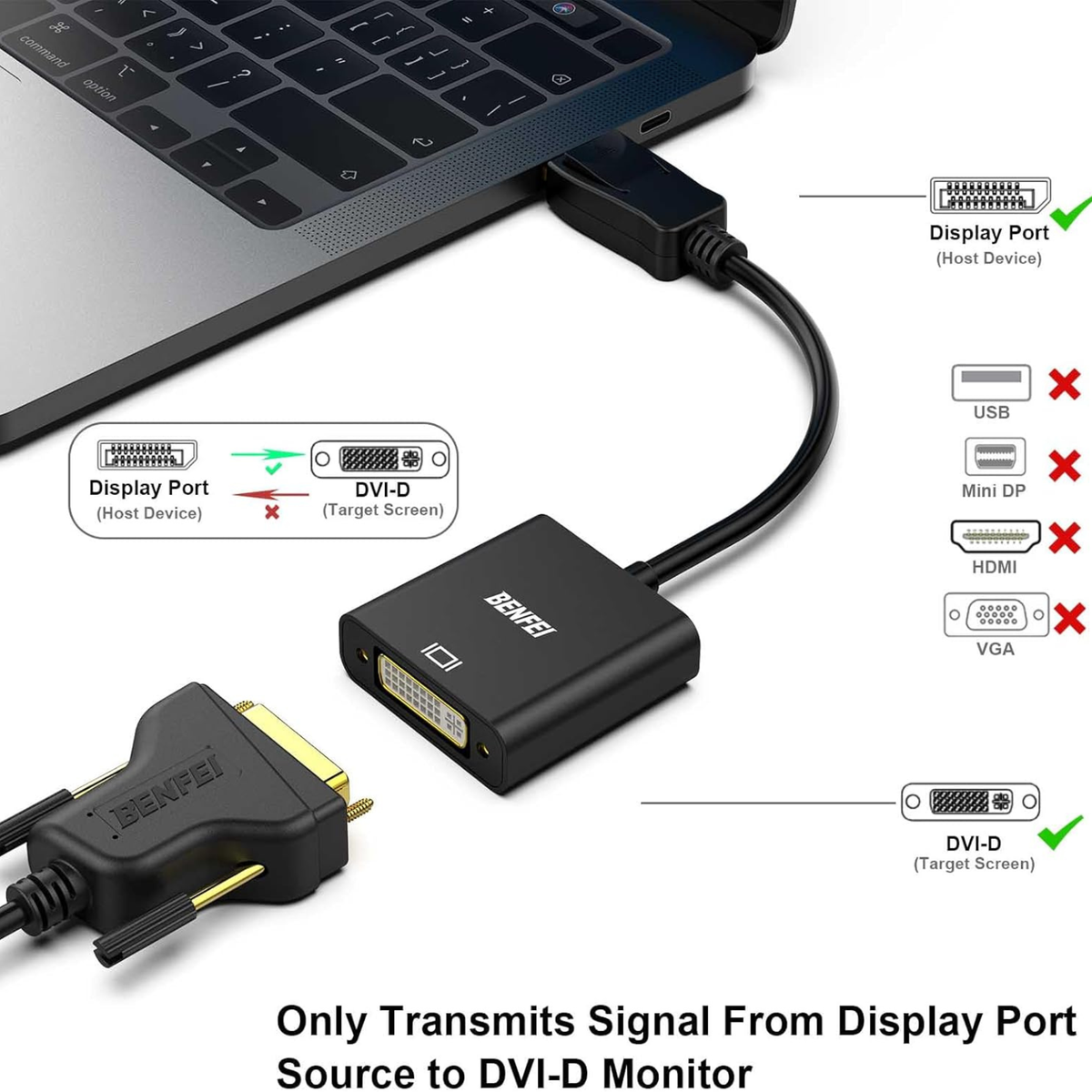 Adaptateur DisplayPort mâle vers DVI femelle&nbsp;
