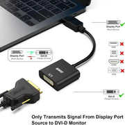 Adaptateur DisplayPort mâle vers DVI-D femelle noir avec connecteurs plaqués or