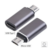 Adaptateur micro USB mâle vers USB-C femelle en aluminium noir