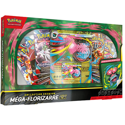 Coffret Florizarre Méga-Évolution EX Pokémon JCC, boîte premium verte rose noire
