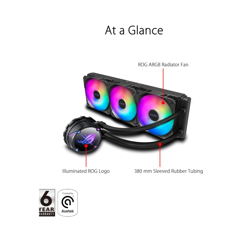 Ventilateur ASUS ROG Strix LC II 360 ARGB NOIR noir avec 3 fans ARGB illuminés et réservoir logo illuminé