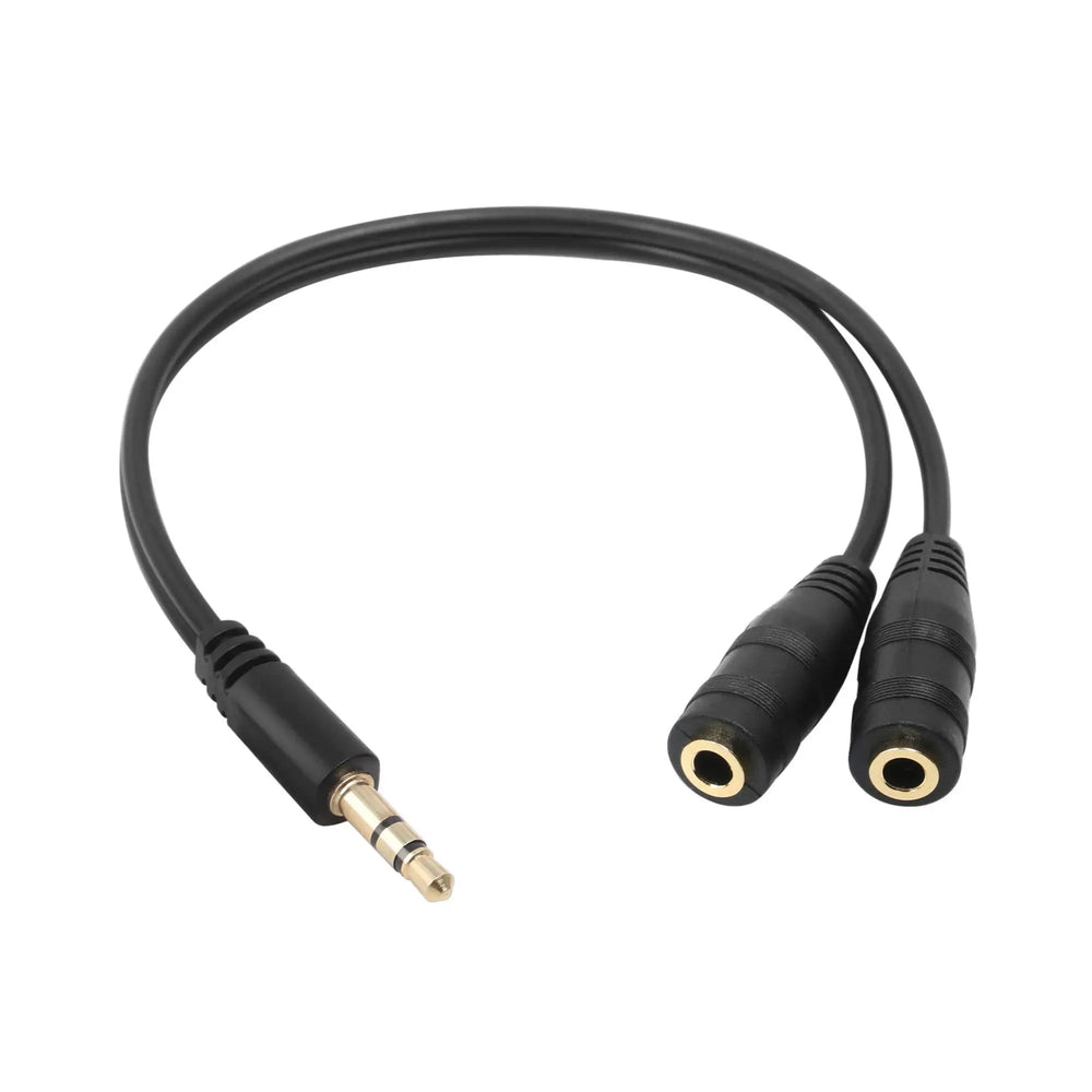 Adaptateur doubleur jack 3.5 mm noir avec contacts plaqués or