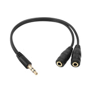 Adaptateur doubleur jack 3.5 mm noir avec contacts plaqués or