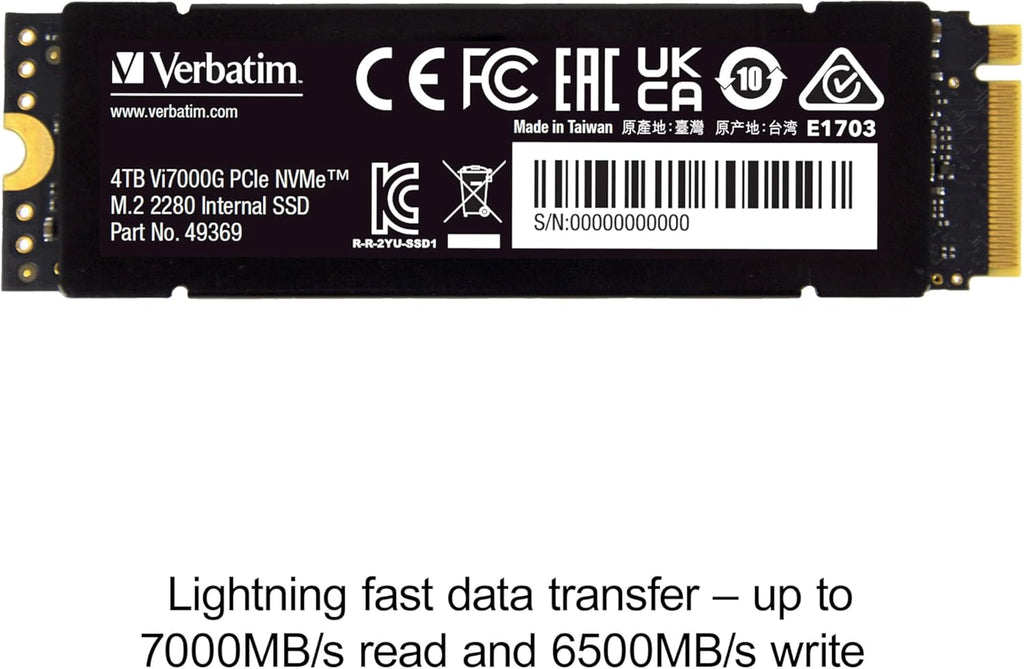 Disque SSD Verbatim Vi7000G 4To - NVMe M.2 Type 2280 image 1